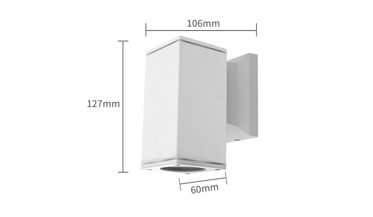 Buitenlamp vierkant wit | enkele GU10 lampvoet voor één spot | waterdicht IP65