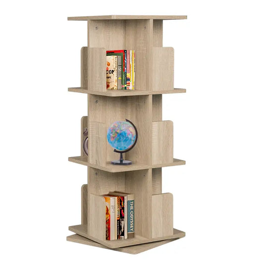 BukkitBow - 360 Graden Draaiende Boekenkast - Plank 3/4 Tiers - Opslag voor Woonkamer - 97-128CM Hoog