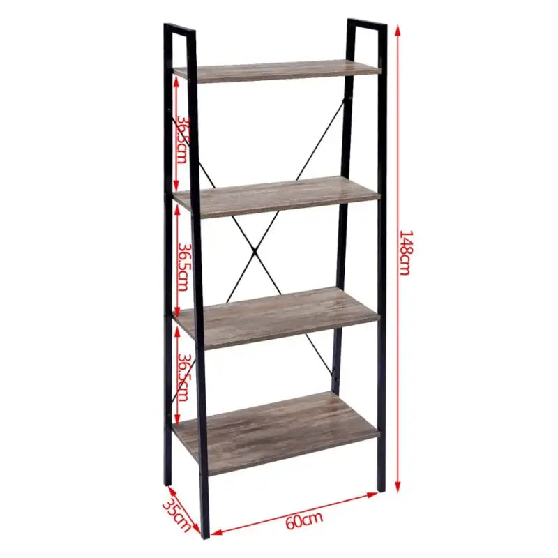 BukkitBow - 4-Lagen Ladder Boekenplank / Kast - Voor Woonkamer Slaapkamer Keuken Eetkamer Opslag - 60x35x148cm