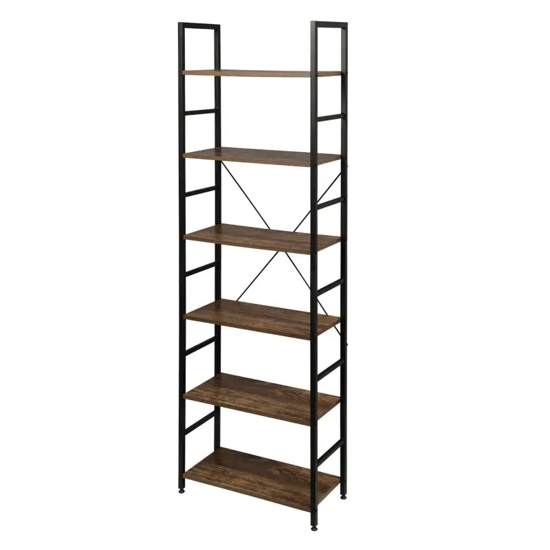 BukkitBow - 6-Laags Metalen/Houten Boekenkast - Home Decor - Geschikt voor Diverse Ruimtes - 60x28x180cm