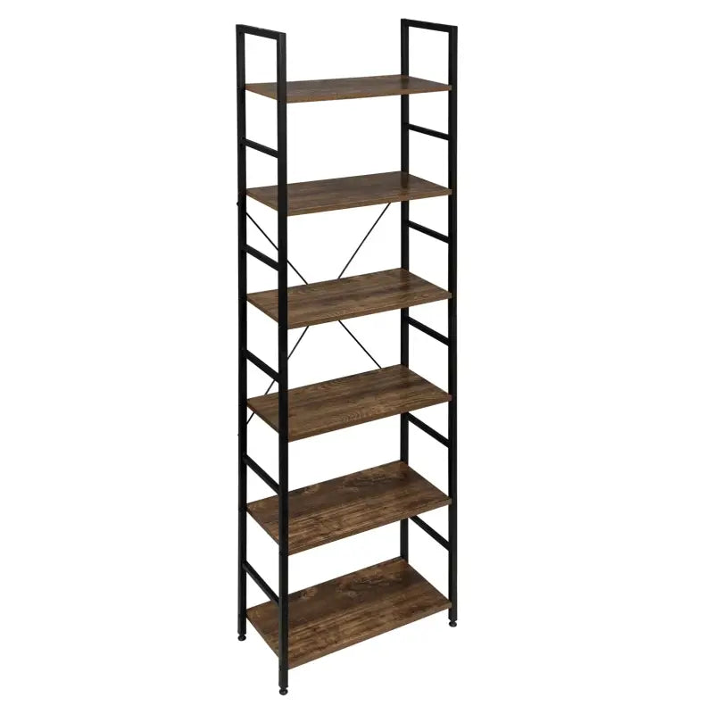 BukkitBow - 6-Laags Metalen/Houten Boekenkast - Home Decor - Geschikt voor Diverse Ruimtes - 60x28x180cm