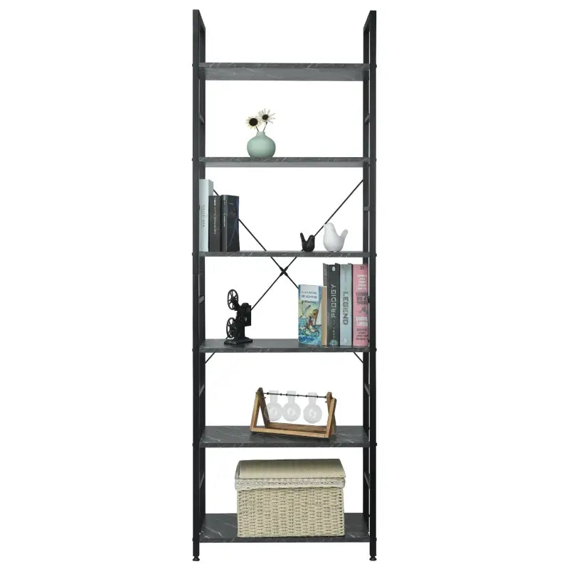 BukkitBow - 6-Laags Metalen/Houten Boekenkast - Home Decor - Geschikt voor Diverse Ruimtes - 60x28x180cm