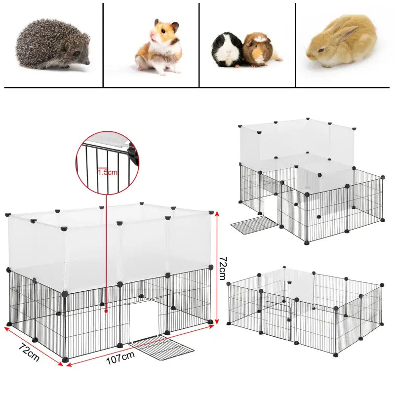 BukkitBow - Aanpasbare Kleine Dierenren - Aanpasbaar naar 2 Niveau's - Geschikt voor Hamsters, Cavia's, Konijnen - 107x72x72 cm