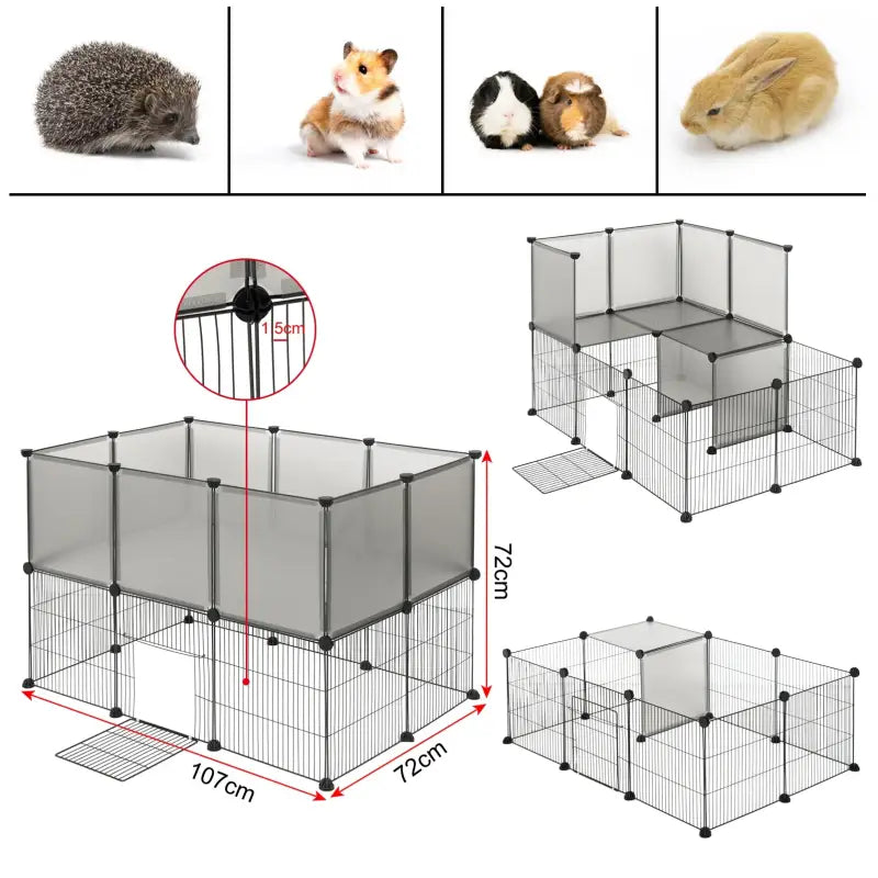 BukkitBow - Aanpasbare Kleine Dierenren - Aanpasbaar naar 2 Niveau's - Geschikt voor Hamsters, Cavia's, Konijnen - 107x72x72 cm