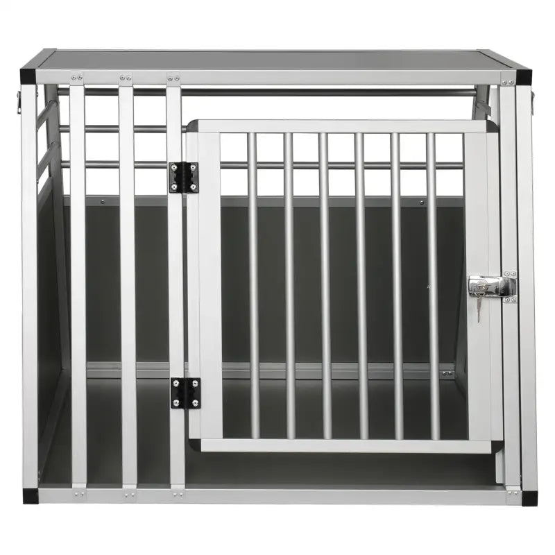 BukkitBow - Aluminium/MDF Hondentransportbox - Trapeziumvormig Ontwerp - met Volledige Ventilatie - Zilver of Zwart - 65x65x80cm