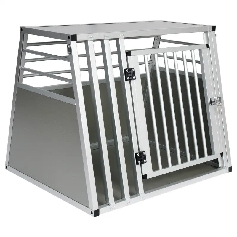 BukkitBow - Aluminium/MDF Hondentransportbox - Trapeziumvormig Ontwerp - met Volledige Ventilatie - Zilver of Zwart - 65x65x80cm
