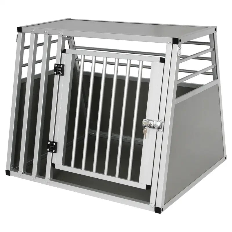 BukkitBow - Aluminium/MDF Hondentransportbox - Trapeziumvormig Ontwerp - met Volledige Ventilatie - Zilver of Zwart - 65x65x80cm