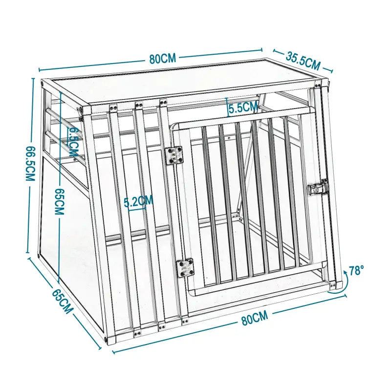 BukkitBow - Aluminium/MDF Hondentransportbox - Trapeziumvormig Ontwerp - met Volledige Ventilatie - Zilver of Zwart - 65x65x80cm