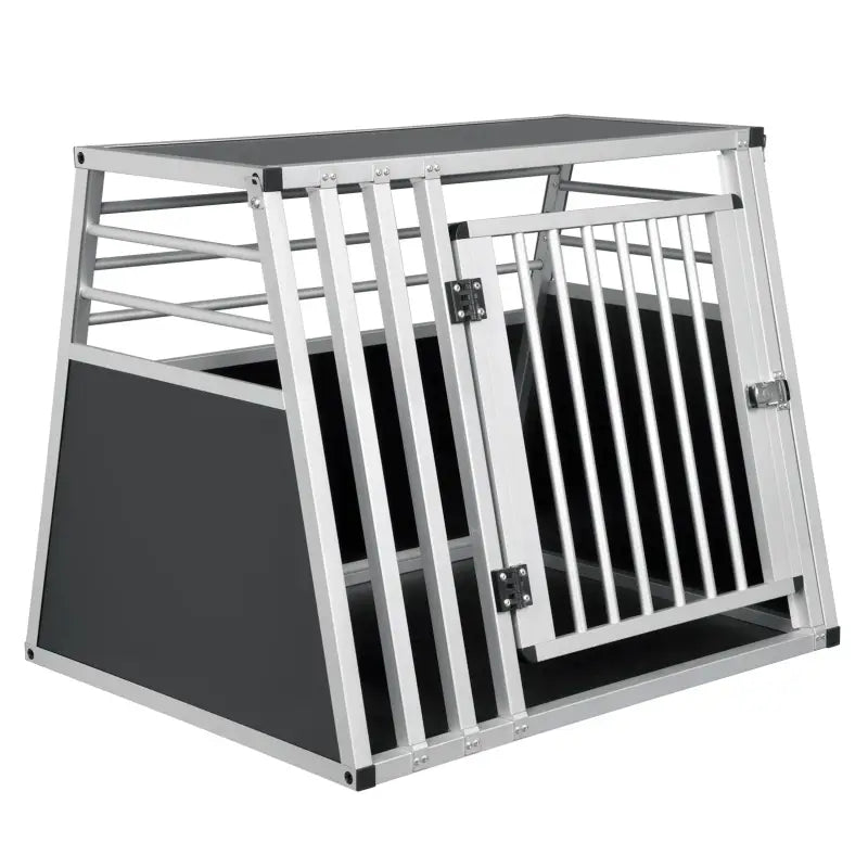 BukkitBow - Aluminium/MDF Hondentransportbox - Trapeziumvormig Ontwerp - met Volledige Ventilatie - Zilver of Zwart - 65x65x80cm