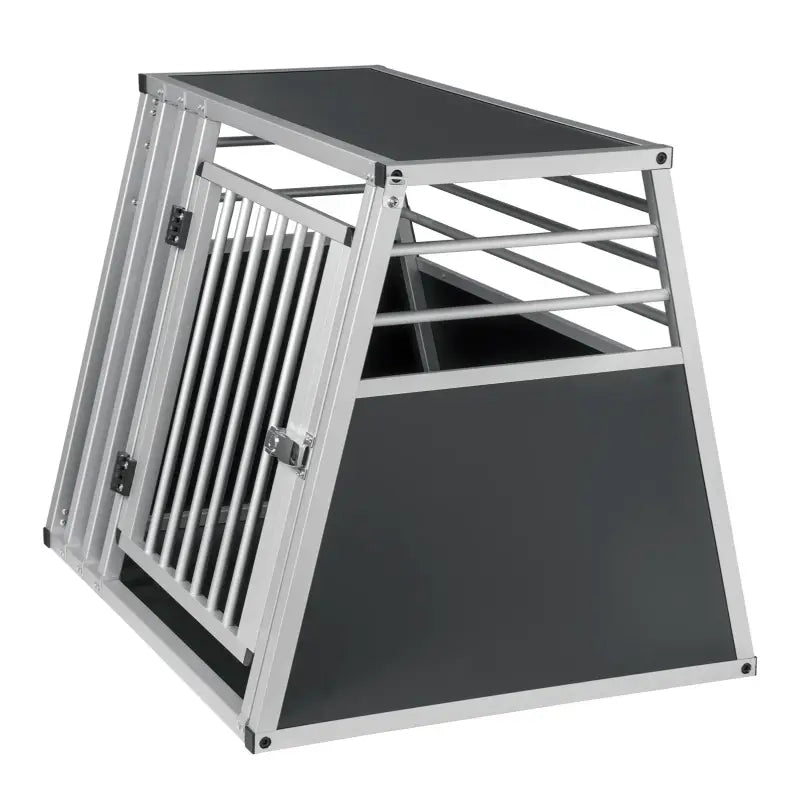 BukkitBow - Aluminium/MDF Hondentransportbox - Trapeziumvormig Ontwerp - met Volledige Ventilatie - Zilver of Zwart - 65x65x80cm