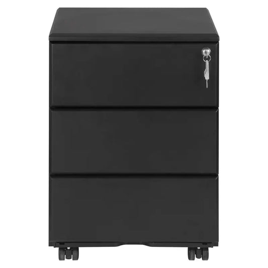 BukkitBow - Archiefkast met Slot - Opbergruimte met 3 Lades - Met Vergrendelingsmechanisme en Volledig Draaibare Zwenkwielen - (52.4X39X54CM)