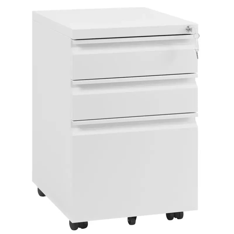 BukkitBow - Archiefkast met Slot - Opbergruimte met 3 Lades - Met Vergrendelingsmechanisme en Volledig Draaibare Zwenkwielen - (48X39X62CM)