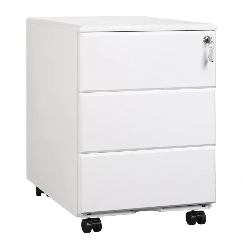 BukkitBow - Archiefkast met Slot - Opbergruimte met 3 Lades - Met Vergrendelingsmechanisme en Volledig Draaibare Zwenkwielen - (52.4X39X54CM)