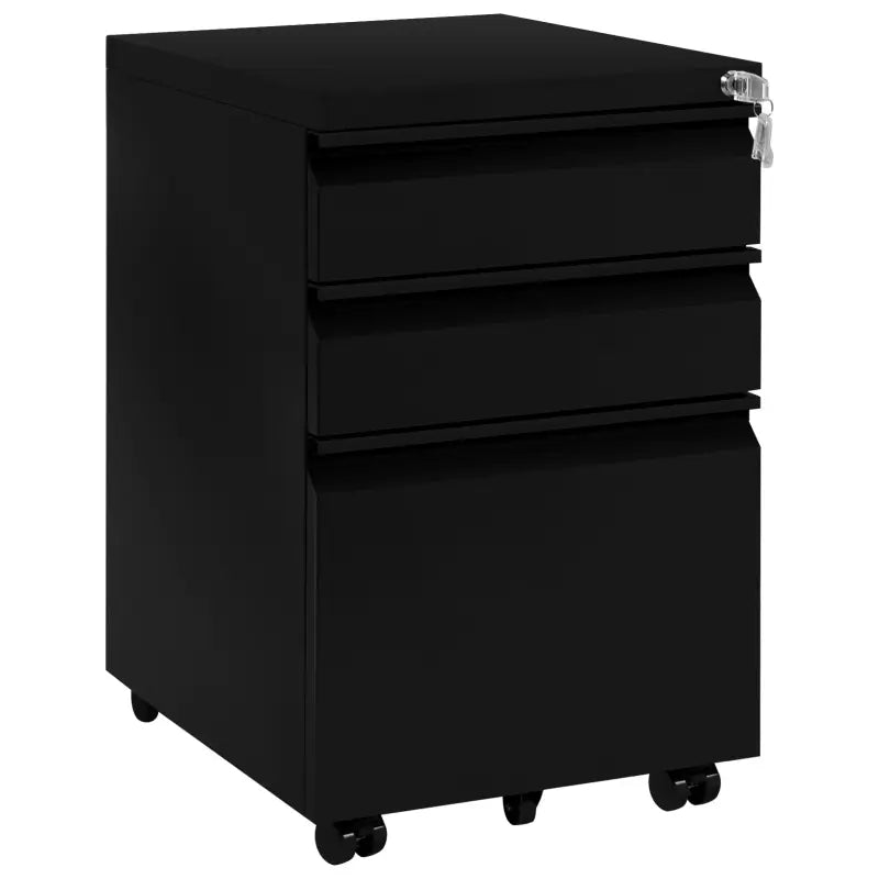 BukkitBow - Archiefkast met Slot - Opbergruimte met 3 Lades - Met Vergrendelingsmechanisme en Volledig Draaibare Zwenkwielen - (48X39X62CM)