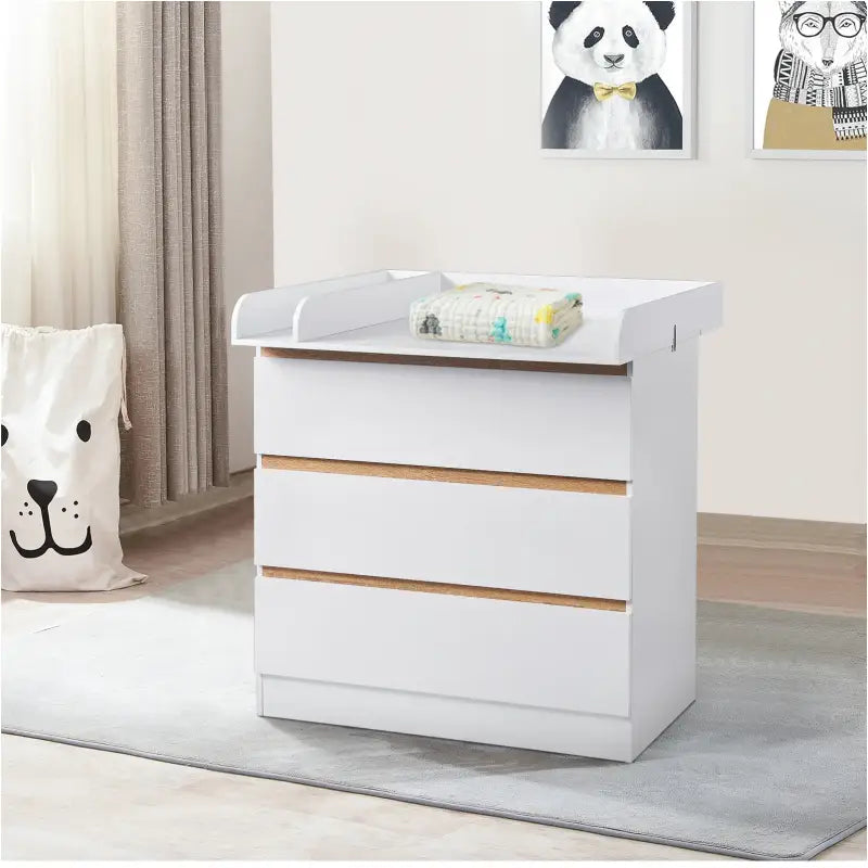 BukkitBow - Baby Verschoontafel met 3 Laden - Dressoir van Spaanplaat MDF - Veilig en Gemakkelijk - 80x48x78cm