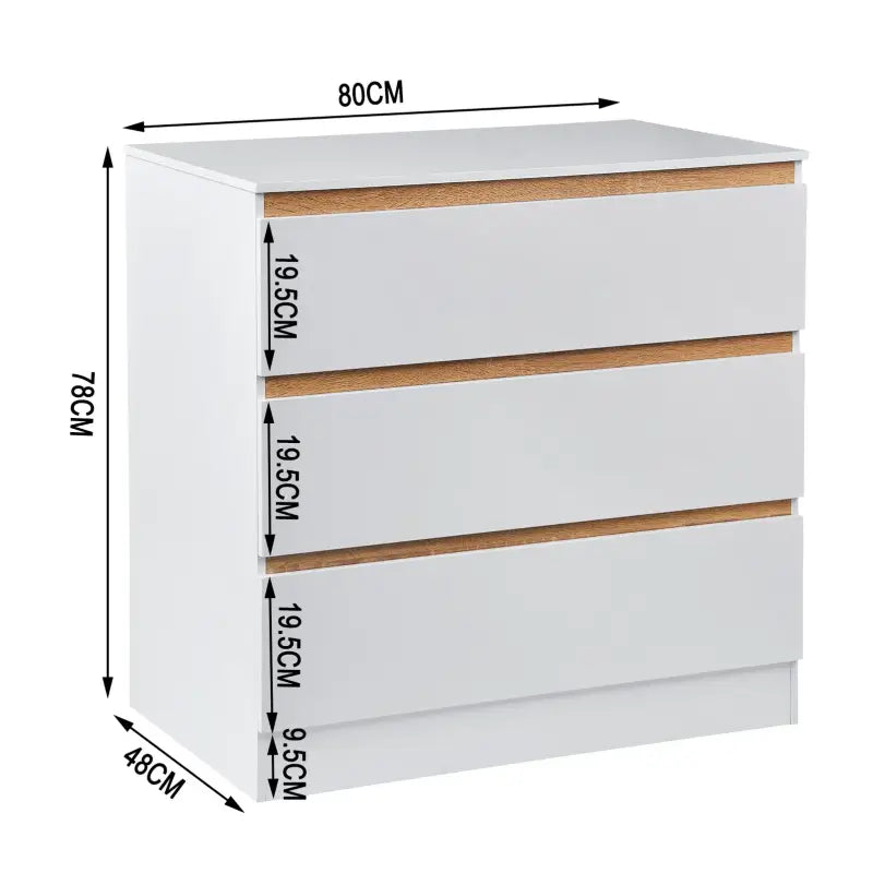 BukkitBow - Baby Verschoontafel met 3 Laden - Dressoir van Spaanplaat MDF - Veilig en Gemakkelijk - 80x48x78cm