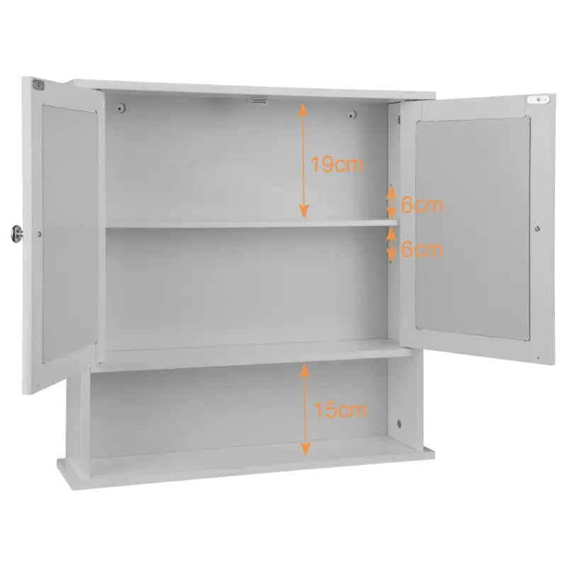 BukkitBow - Badkamerkast met Spiegel / Badkamermeubel - Verstelbare Plank - Duurzaam en Vochtbestendig - Eenvoudig te Onderhouden - 56x13x58.3 cm