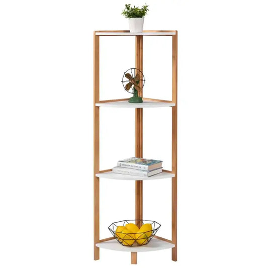 BukkitBow - Bamboe Hoekkast - 4 Niveaus - Handdoekenkast / Boekenkast - 30x30x115cm