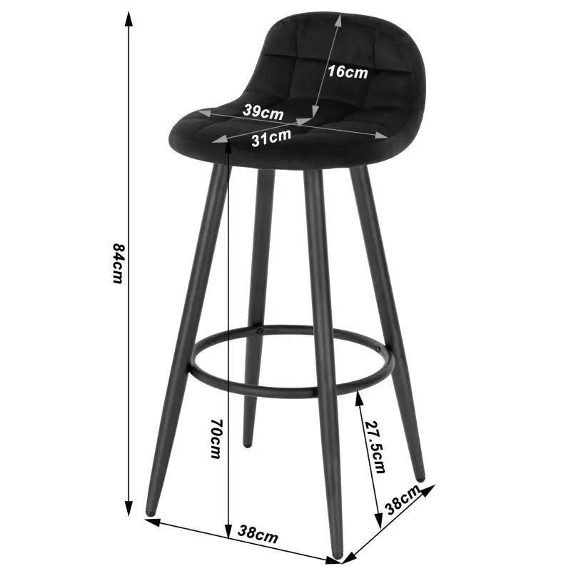 BukkitBow - Barkruk Fluweel - Metalen Frame - Comfortabele Stoel met Lage Rugleuning - Ergonomische Voetsteun - Modern Design