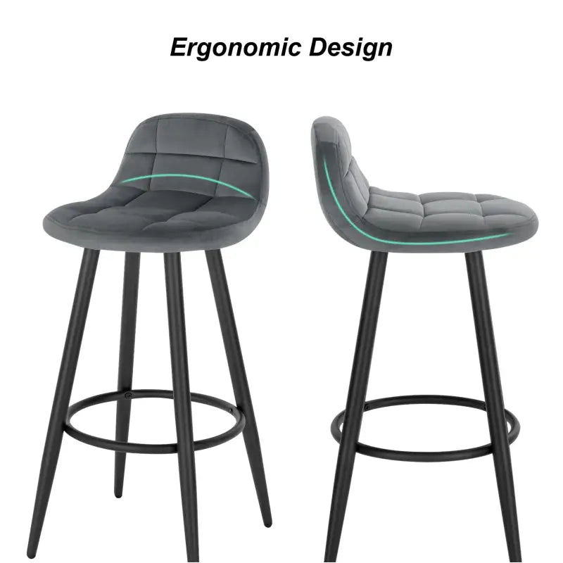 BukkitBow - Barkruk Fluweel - Metalen Frame - Comfortabele Stoel met Lage Rugleuning - Ergonomische Voetsteun - Modern Design