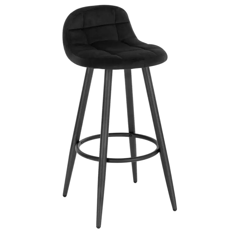 BukkitBow - Barkruk Fluweel - Metalen Frame - Comfortabele Stoel met Lage Rugleuning - Ergonomische Voetsteun - Modern Design