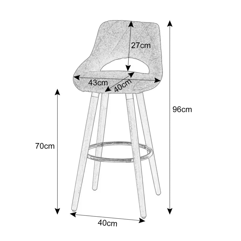 BukkitBow - Barkruk - Linnen/Stof of Synthetisch Leer met Massief Houten Onderstel - Ergonomisch en Duurzaam - Zithoogte: 70cm