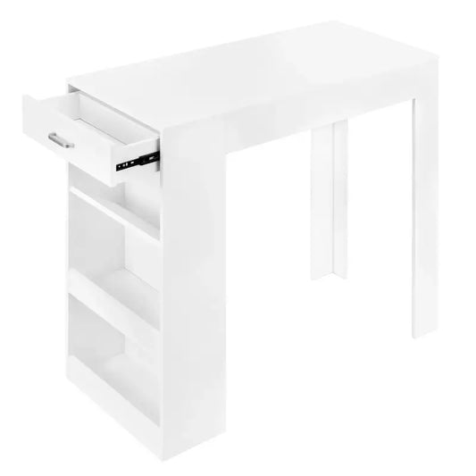 BukkitBow - Bartafel met Opbergruimte en Lade - Stevig Hout - Ingebouwd Wijnrek - 100x100x50cm