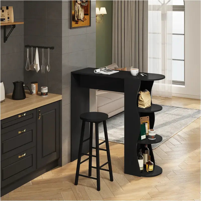 BukkitBow - Bartafel met Planken - Stevig Hout - Modern Veelzijdig Design - 110x107x40cm