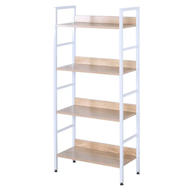 BukkitBow - Boekenkast / Metalen Rek met Licht Houten Planken - Geschikt als Schoenenrek en Decoratierek (60X27,5X126CM)
