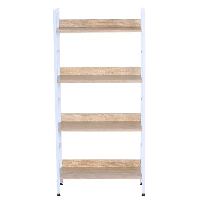 BukkitBow - Boekenkast / Metalen Rek met Licht Houten Planken - Geschikt als Schoenenrek en Decoratierek (60X27,5X126CM)