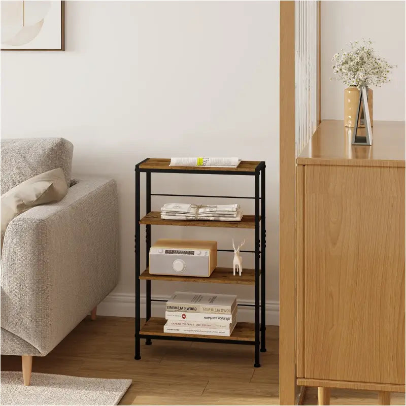 BukkitBow - Boekenkast / Rek / Nisplanken - 4 Niveaus - Staande Kast - Metalen Frame - 50x78x20cm