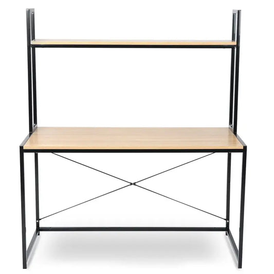 BukkitBow - Bureau met Opbergplank - Hout en Stalen Frame - 120x60x140 cm - 50 kg Draagvermogen