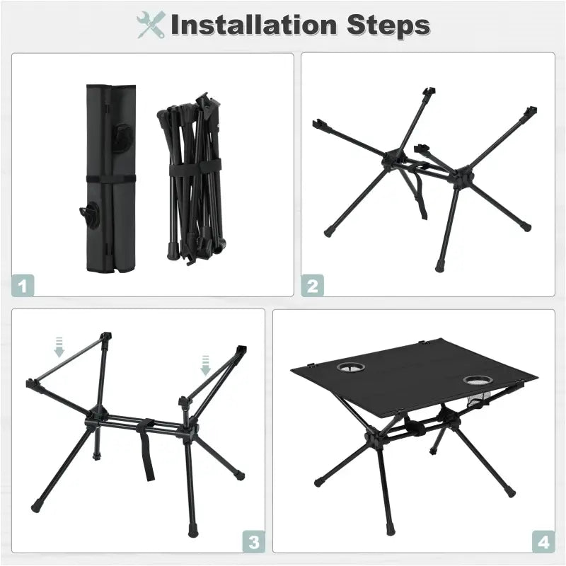 BukkitBow - Campingtafel - Set met Opberghoes - Metaal en Oxford-stof - Opvouwbaar - Lichtgewicht
