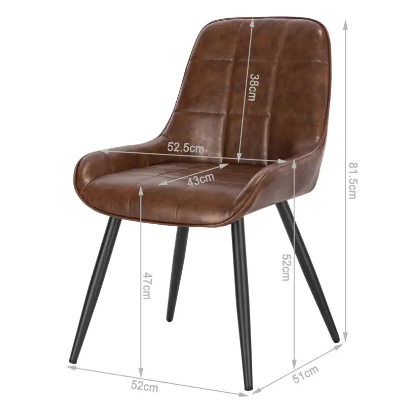 BukkitBow - Comfortabele Eetkamerstoelen - van Faux Leer of Fluweel - met Lage Armleuning - Metalen Poten - Zithoogte: 47CM