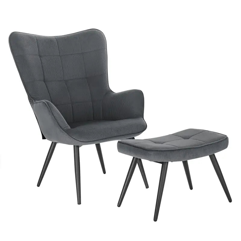 BukkitBow - Comfortabele Fauteuil met Kruk - Stevig en Duurzaam - Stijlvolle Moderne Look - Afmetingen: Stoel 98x43x59CM, Kruk 54.5x35.5x37CM