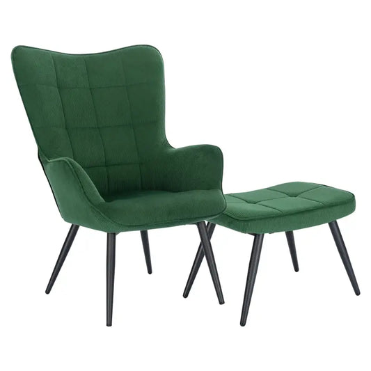 BukkitBow - Comfortabele Fauteuil met Kruk - Stevig en Duurzaam - Stijlvolle Moderne Look - Afmetingen: Stoel 98x43x59CM, Kruk 54.5x35.5x37CM