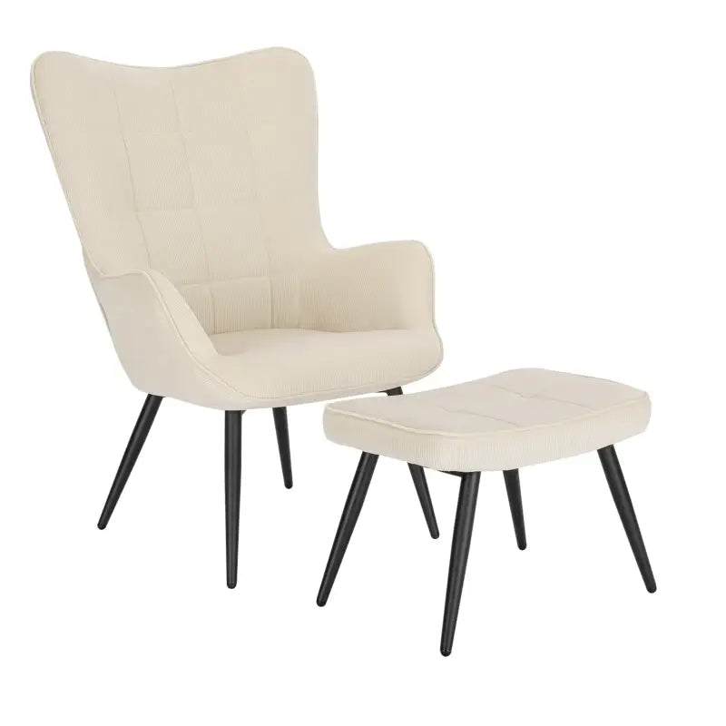 BukkitBow - Comfortabele Fauteuil met Kruk - Stevig en Duurzaam - Stijlvolle Moderne Look - Afmetingen: Stoel 98x43x59CM, Kruk 54.5x35.5x37CM