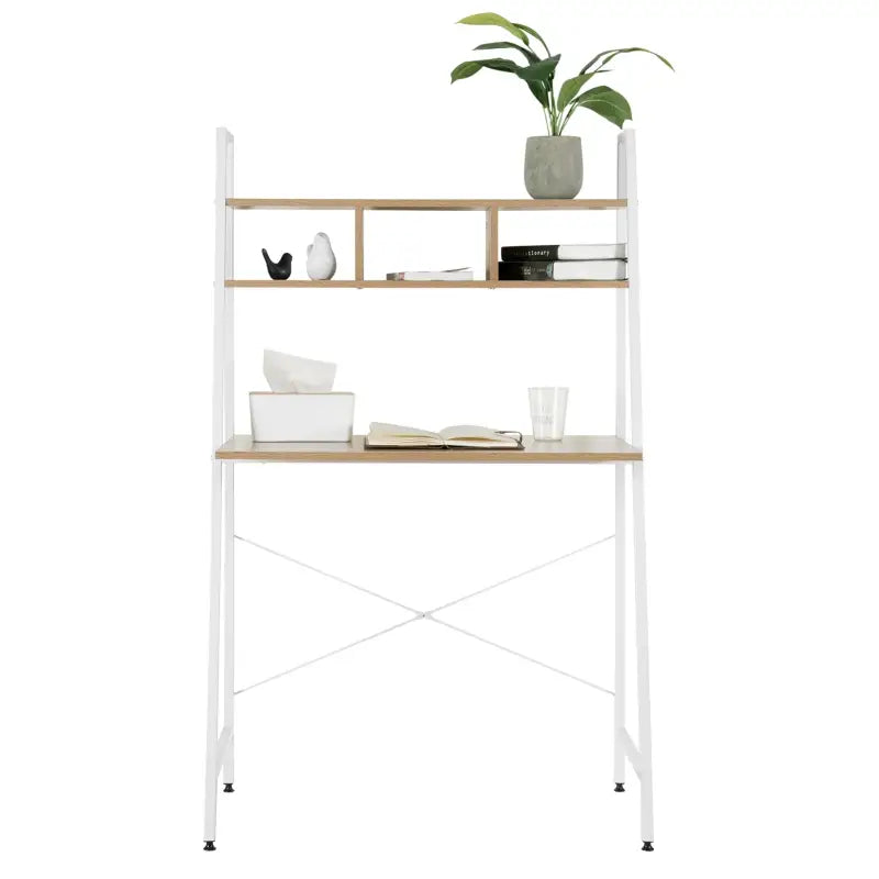 BukkitBow - Compact Bureau / Werkplek met Boven Planken voor Opslagruimte (84X46X140CM)