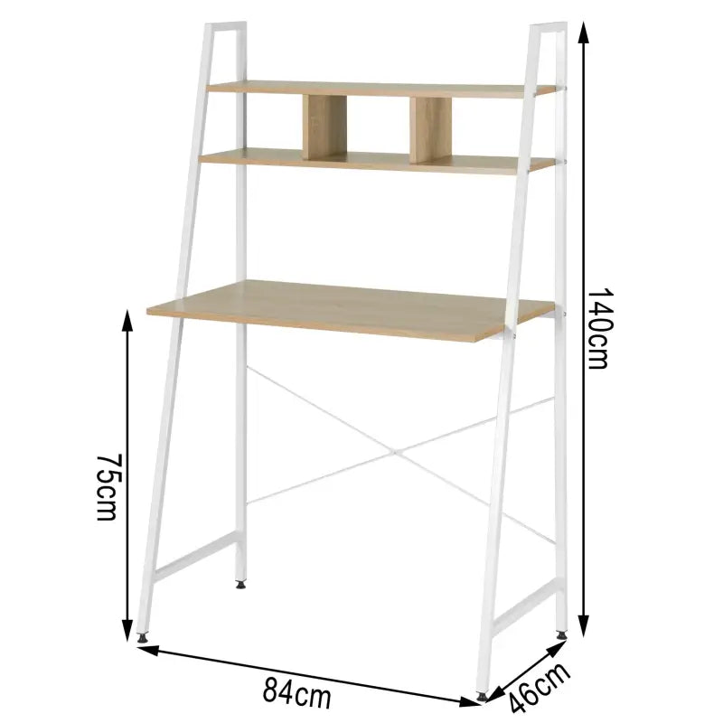 BukkitBow - Compact Bureau / Werkplek met Boven Planken voor Opslagruimte (84X46X140CM)