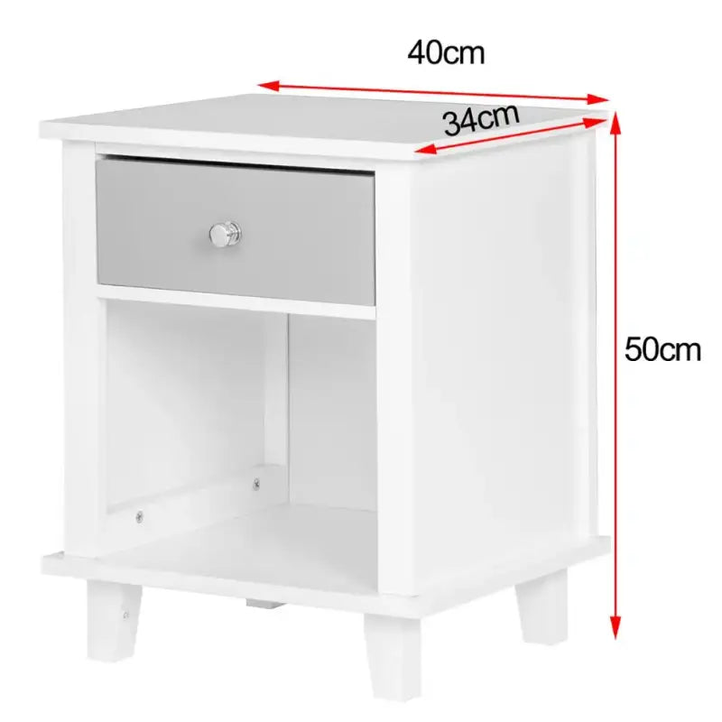 BukkitBow - Compact Nachtkastje - Waterbestendig - Met Lade en Open Compartiment - 40x34x50cm