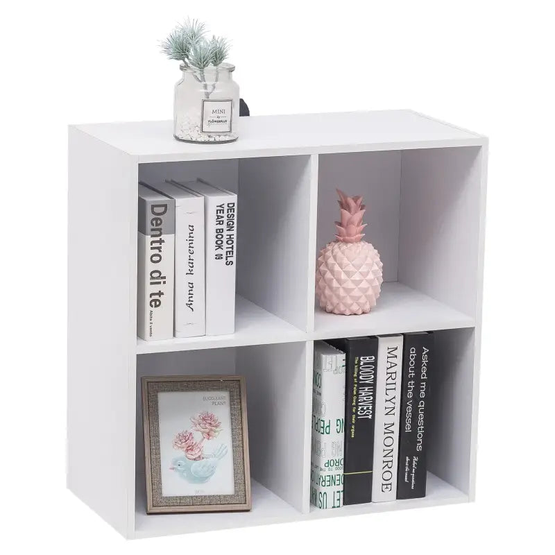 BukkitBow - Compacte Kubus Boekenkast - 4 Vakken - Ruimte-efficiënt - Multifunctioneel - 60x29,5x60cm