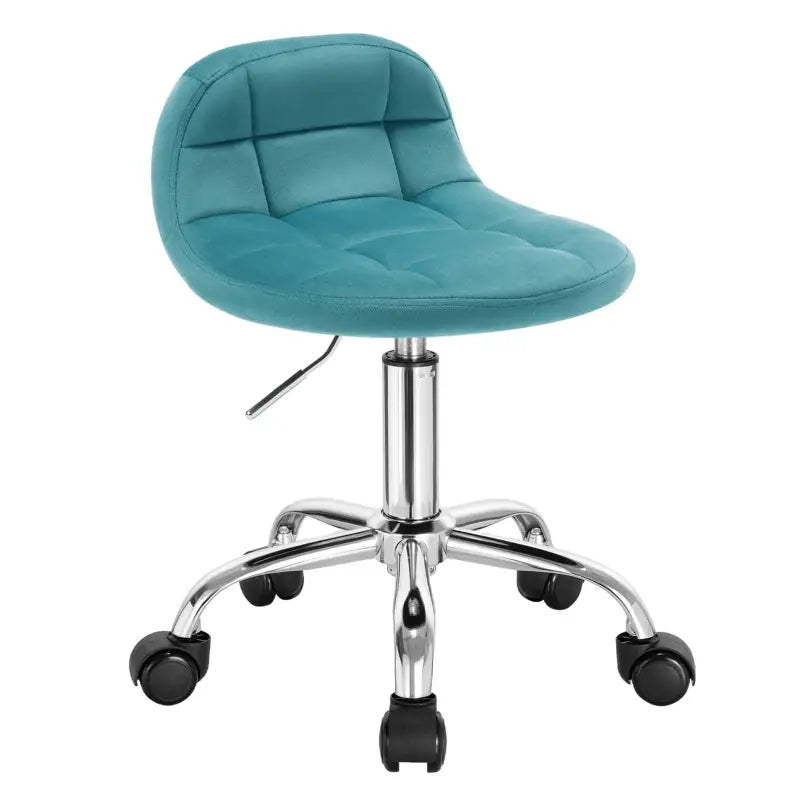 BukkitBow - Compacte Lage Kruk van Velvet/Fluweel - met Metalen Onderstel en Wielen - Hoogte instelbaar (43.5-55CM)