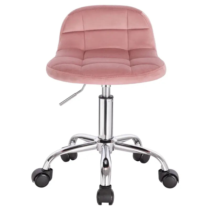 BukkitBow - Compacte Lage Kruk van Velvet/Fluweel - met Metalen Onderstel en Wielen - Hoogte instelbaar (43.5-55CM)