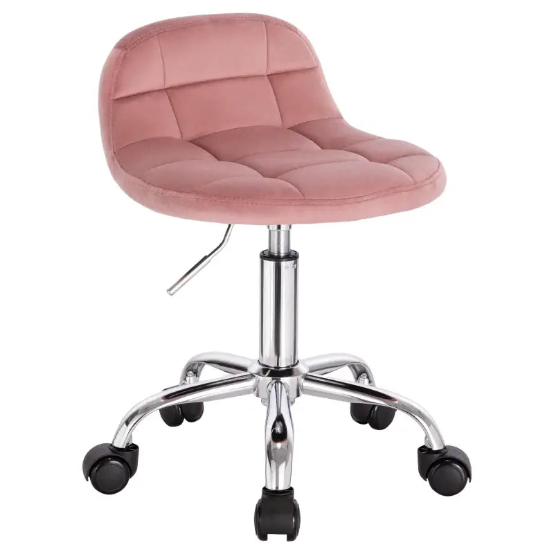 BukkitBow - Compacte Lage Kruk van Velvet/Fluweel - met Metalen Onderstel en Wielen - Hoogte instelbaar (43.5-55CM)