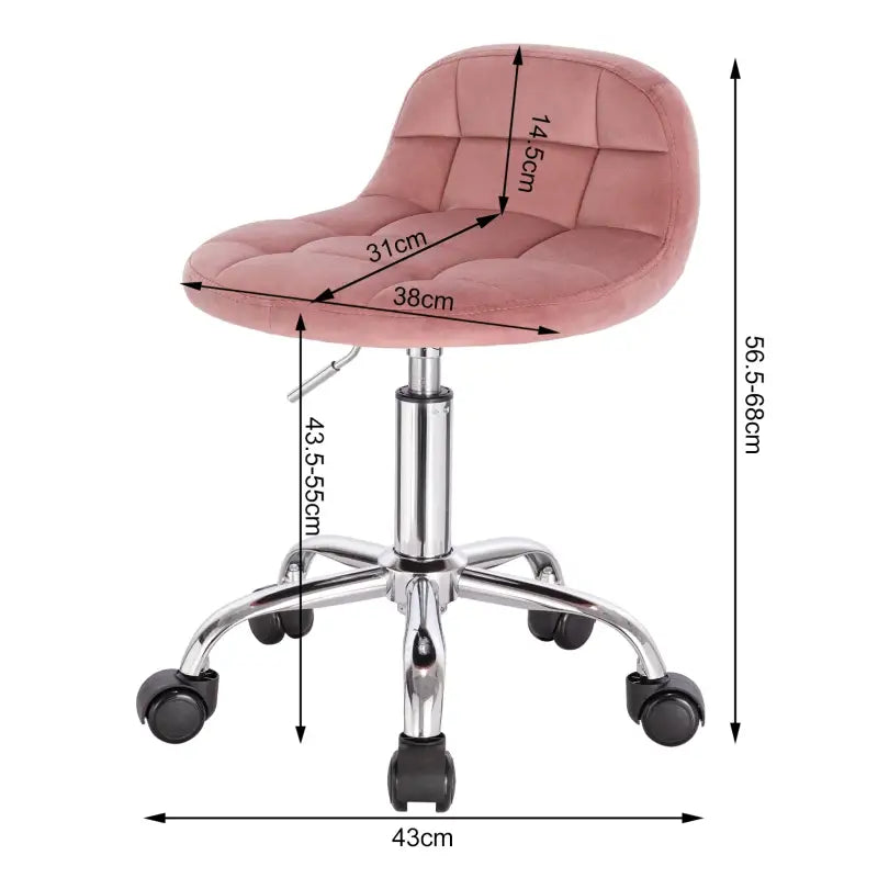 BukkitBow - Compacte Lage Kruk van Velvet/Fluweel - met Metalen Onderstel en Wielen - Hoogte instelbaar (43.5-55CM)