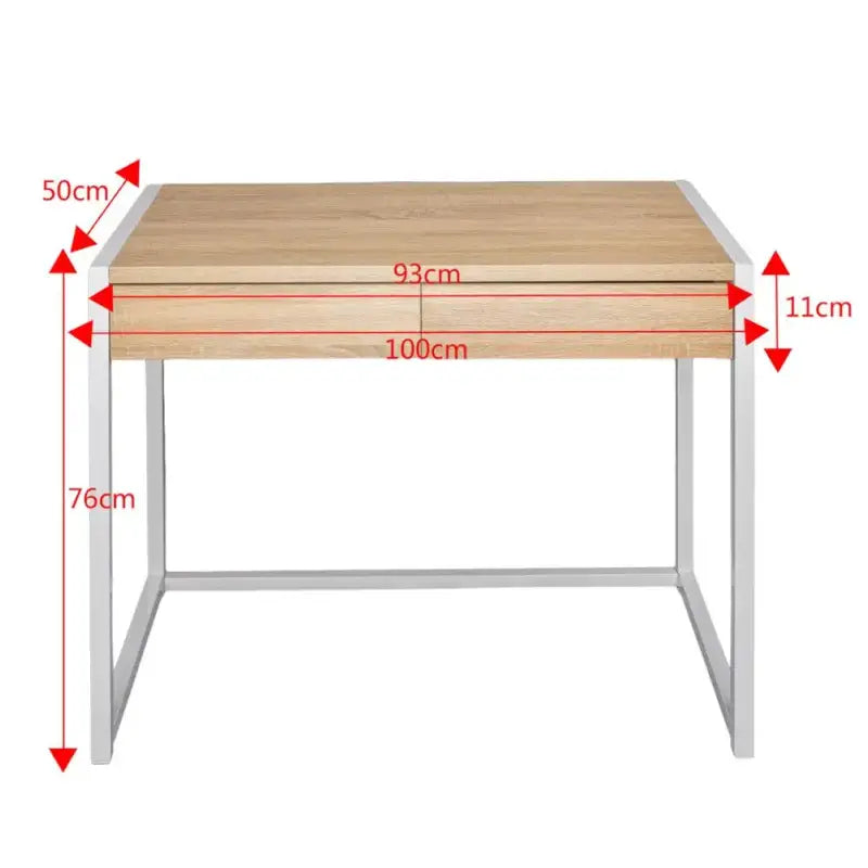 BukkitBow - Computertafel / Bureau - Metalen Frame - Met 2 Lades - 100x50x76cm