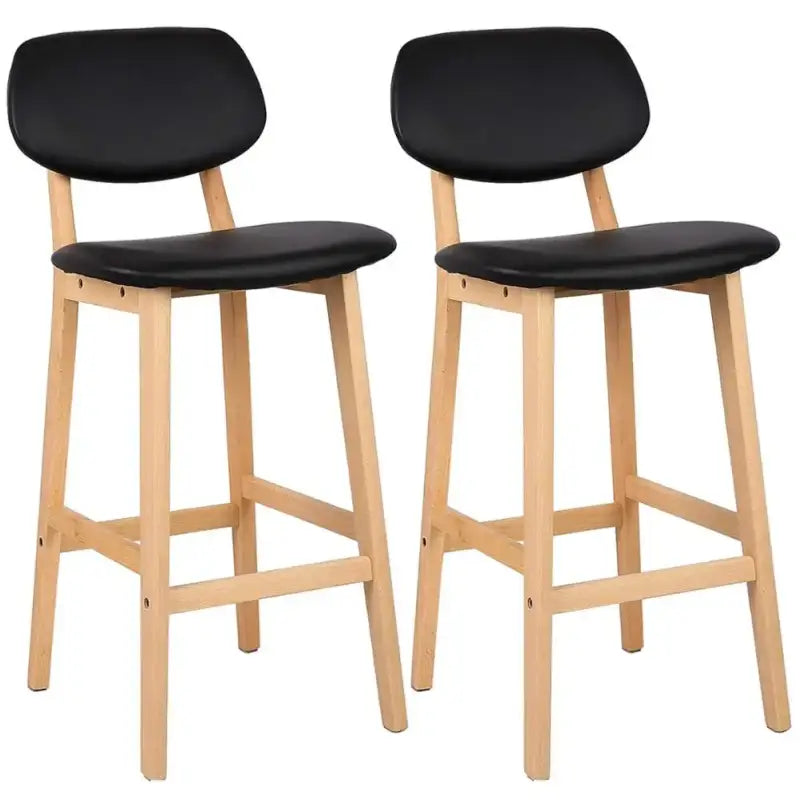 BukkitBow - Designer Barkrukken - Set van 2 Barkrukken - Kunstleer en Massief Hout - Modern en Comfortabel Design - Zithoogte: 65CM