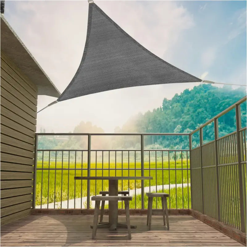 BukkitBow - Driehoekige Schaduwzeil - 180g/m² HDPE - UV-bescherming 50+ - RVS Gespen - 3 Bevestigingskoorden - Water- en Luchtdoorlatend
