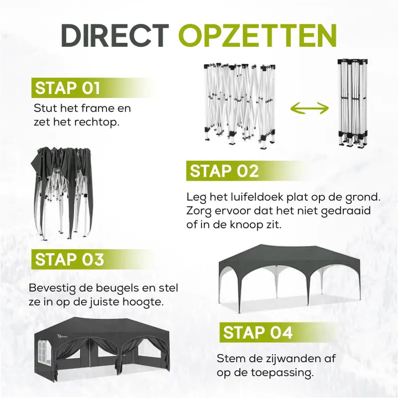 Dubbele Partytent met Zijwanden - 3x6m β Opvouwbare Tent β Waterdicht en Weersbestendig - BukkitBow