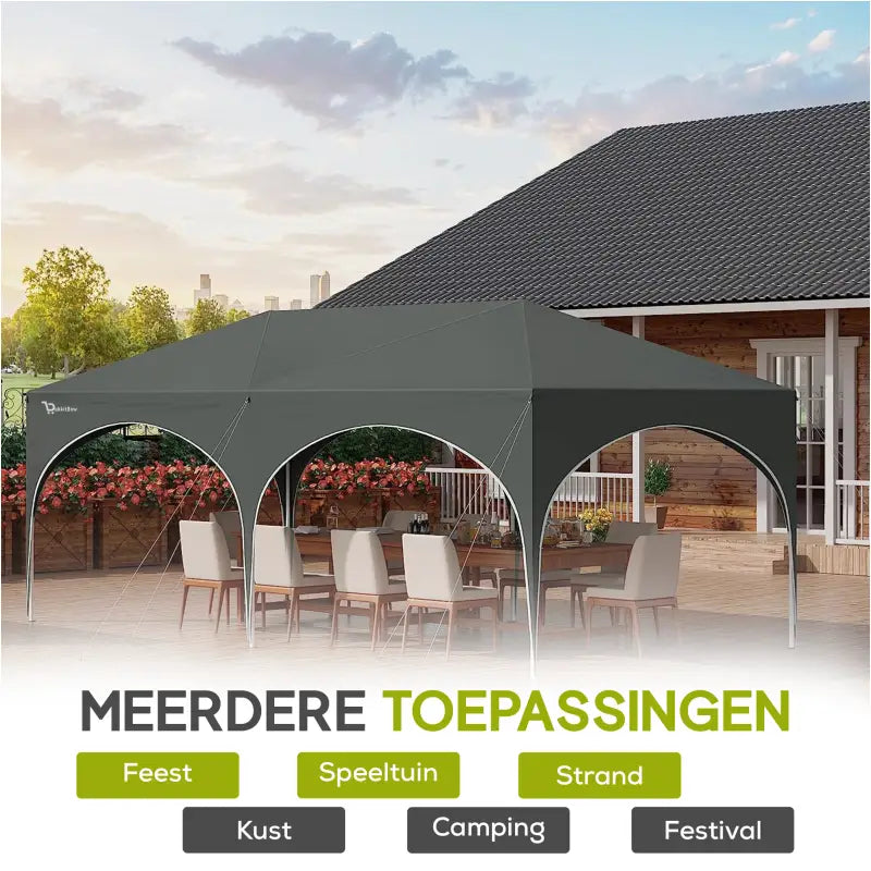 Dubbele Partytent met Zijwanden - 3x6m β Opvouwbare Tent β Waterdicht en Weersbestendig - BukkitBow